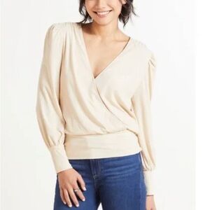 Allison Joy Elegant Cream Wrap Blouse